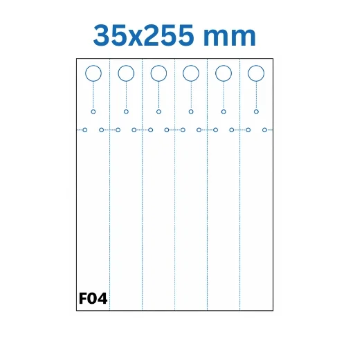 Spraužamās etiķetes uz loksnēm 35 x 255mm