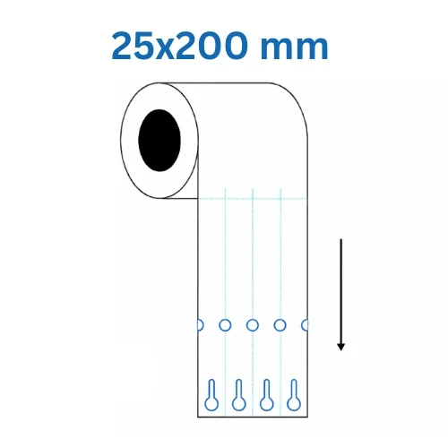 Loop Lock etiķetes 25 × 200 mm – 4 joslas (BALTA)