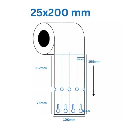 Loop Lock etiķetes 25 × 200 mm – 4 joslas (BALTA) Loop Lock etiķetes 25 × 200 mm – 4 joslas (BALTA)