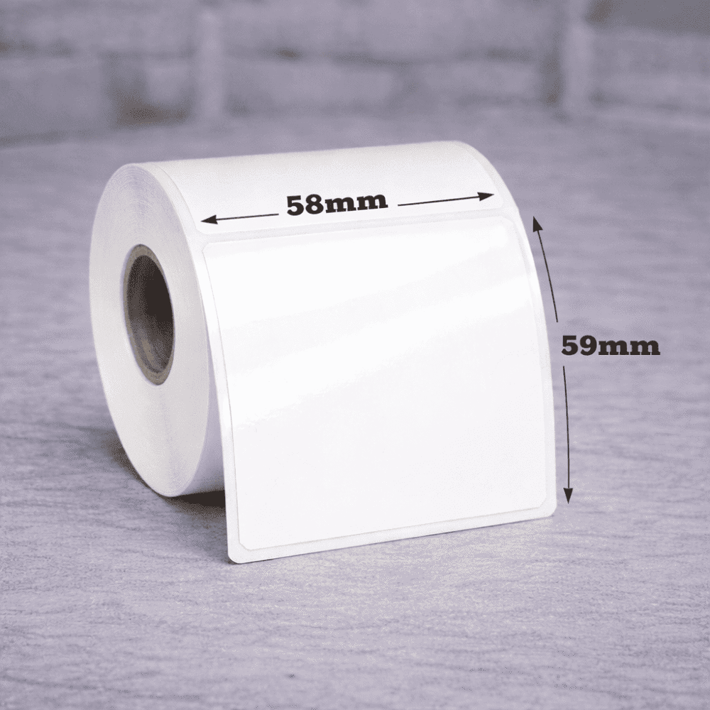 Semigloss uzlīmes 58 x 59mm (1200gab rullī) x6 Semigloss uzlīmes 58 x 59mm (1200gab rullī) x6